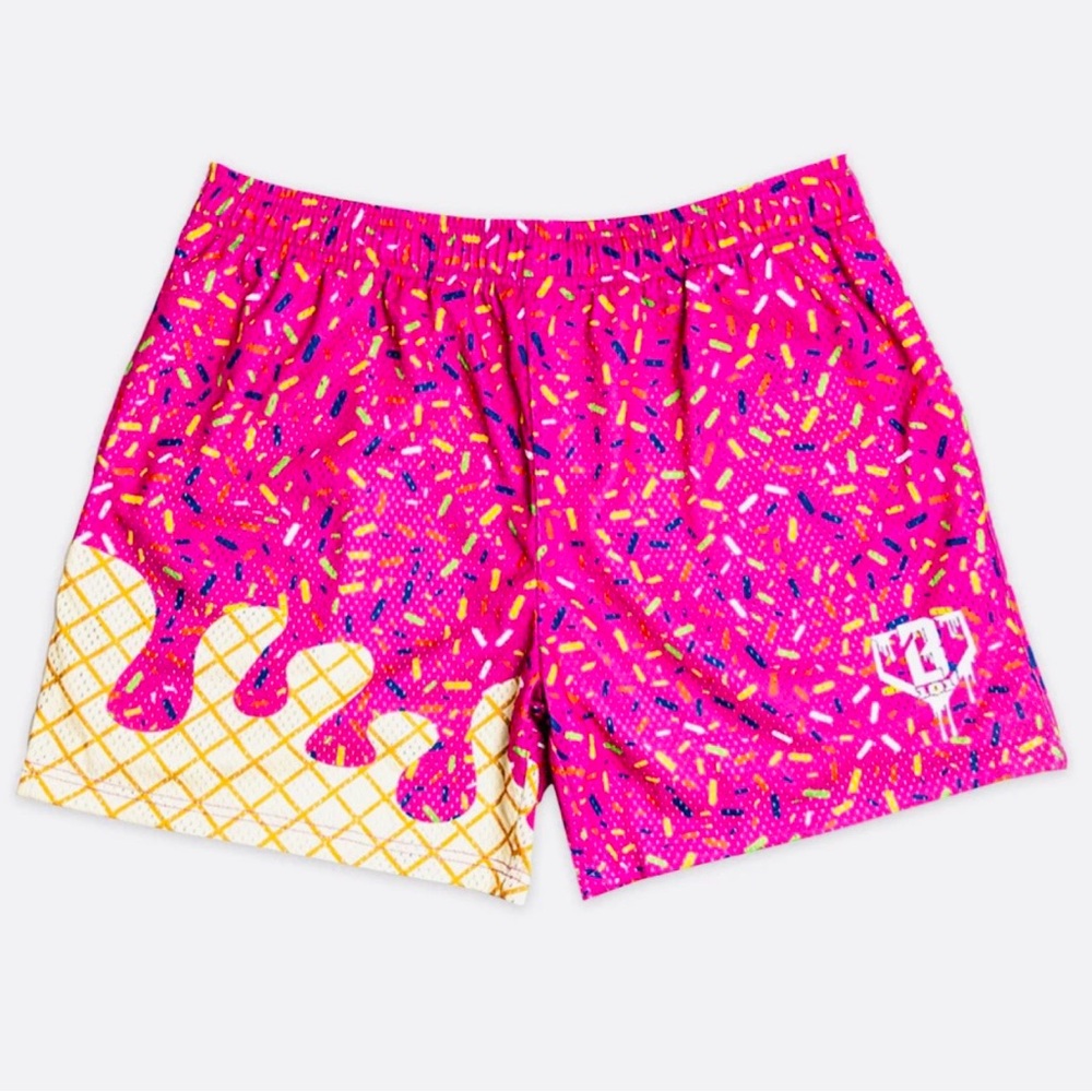 Baseball Lifestyle 101 Ice Cream Athletic Shorts - Strawberry